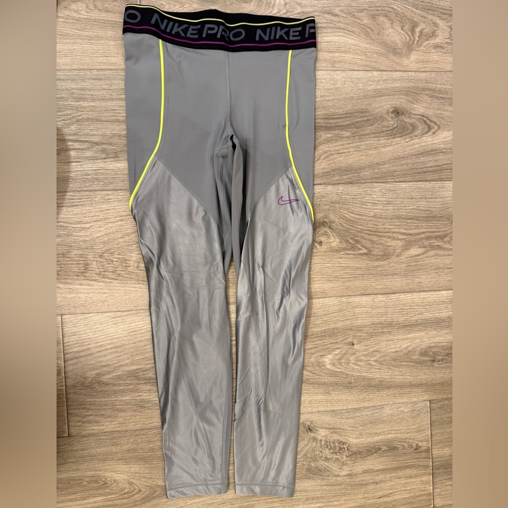 Nike Pro Dri-Fit Hypercool Compression Tights Men’s Medium | Gray Neon Yellow